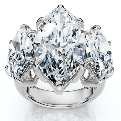 Certified 10Ct Marquise Diamond Engagement Ring 3-Stone 14k Gold or Pt Lab Grown