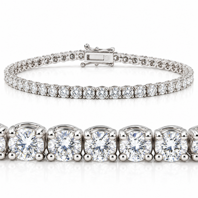 7 Carat Round Lab Grown Diamond Tennis Bracelet 14K White Gold 7"