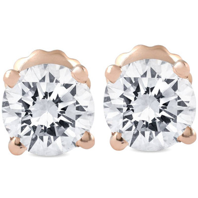 1 1/2CT Diamond Screw Back Studs Enhanced 14k Rose Gold