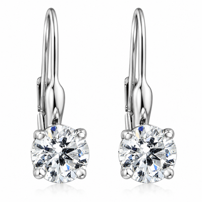 5/8ct Lever Back Dangle Hoops 14K White Gold Earrings Lab Grown