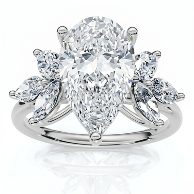 Certified 3.20Ct Rayuka Pear Diamond Engagement Ring 14k Gold or Pt Lab Grown
