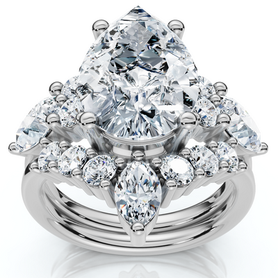 Certified 2.90Ct Pear Diamond Engagement Ring Set 14k Gold or Pt Lab Grown