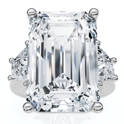 Certified 11.90Ct Emerald Diamond Engagement Ring 14k Gold Lab Grown