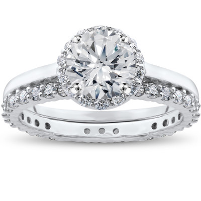 1 ct Madelyn Halo Engagement Setting & Matching Eternity Ring