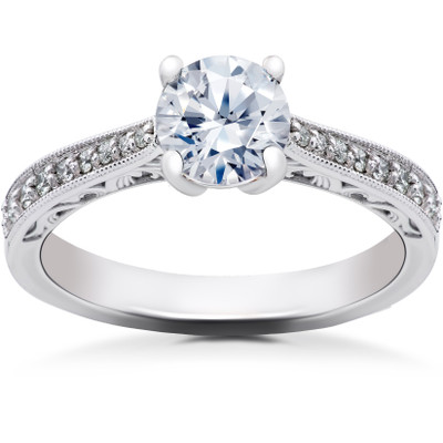 5/8 ct Lab Created Diamond Angelica Vintage Engagement Ring 14k White Gold