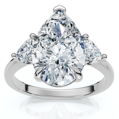 Certified 3.40Ct Pear & Heart  Engagement Ring 14k Gold or Platinum Lab Grown