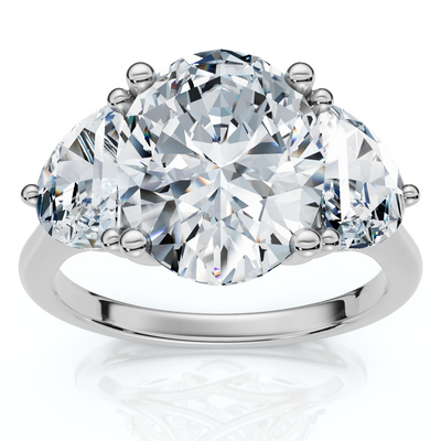 Certified 3Ct Oval Trilogy Diamond Engagement Ring 14k Gold or Pt Lab Grown