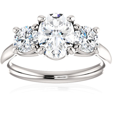 1 3/4 Ct Moissanite & Lab Grown Diamond 3 Stone Engagement Ring 10k White Gold