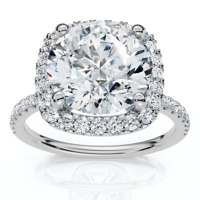 Certified 3 1/2Ct Cushion Halo Diamond Engagement Ring 14k Gold or Pt Lab Grown