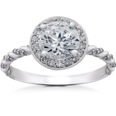 1 ct Lab Grown Diamond McKenna Halo Engagement Ring 14k White, Yellow, Rose Gold