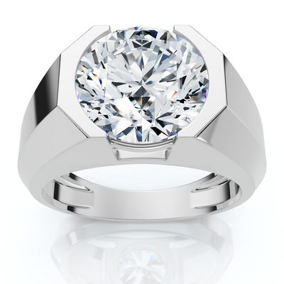 Certified 5 Ct Elon Signature Men's Bezel Diamond Ring 14k Gold or Pt Lab Grown