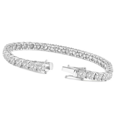 7 ct Round Lab Grown Diamond Tennis Bracelet 14K White Gold 7"