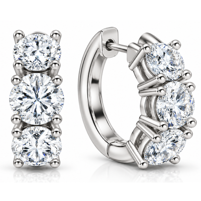 4.20Ct Diamond Hoops 14k Gold Lab Grown 3/4" Tall