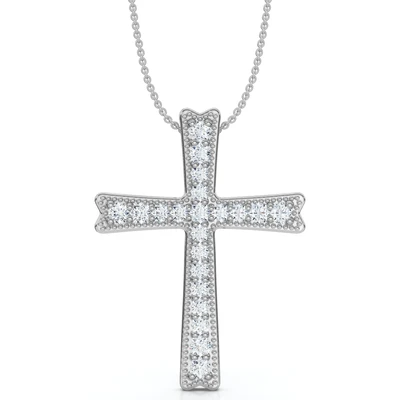 0.20 CTW Round Lab Diamond Cross Pendant Charm 14K Gold Religious Jewelry