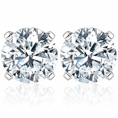 Certified 1Ct TW Round F/VS Diamond Studs 14k Gold Lab Grown