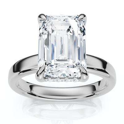 Certified 2.60Ct Emerald Cut Hidden Halo Diamond Engagement Ring Gold Lab Grown