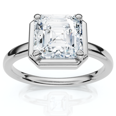 Certified 2Ct Ashcer Cut Bezel Framed Diamond Engagement Ring 14k Gold Lab Grown