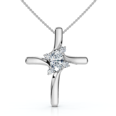 1/2Ct Diamond Cross 10k Gold Lab Grown