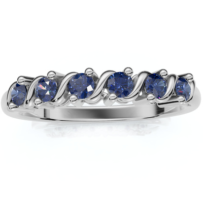 1/3Ct Blue Sapphire Stackable Wedding Ring 14k Gold