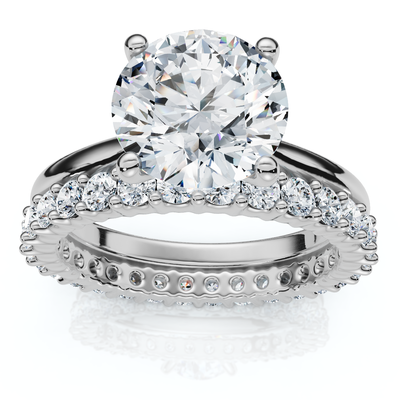 Certified 2.77Ct Solitaire Diamond Ring & Eternity Band 14k Gold or Pt Lab Grown