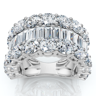 7.50Ct Baguette & Round Diamond Ring 10k Gold Lab Grown