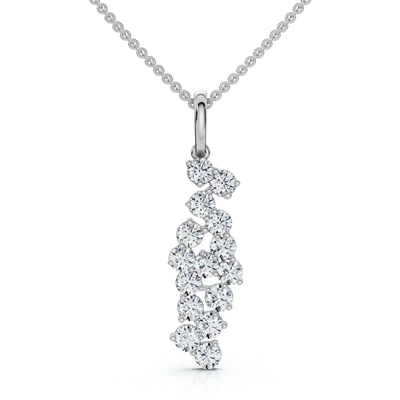 1/3Ct Cascading Diamond Pendant Necklace 14k Gold Lab Grown