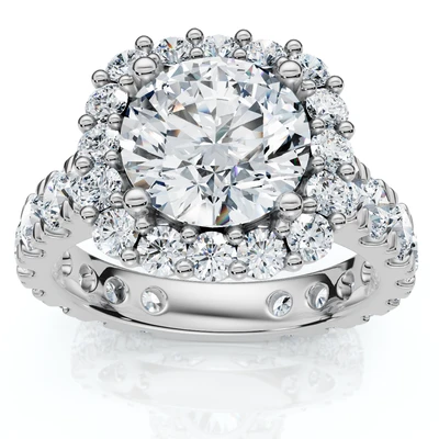 Certified 4Ct Lab Grown Cushion Halo Diamond Engagement Ring 14k Gold/Platinum