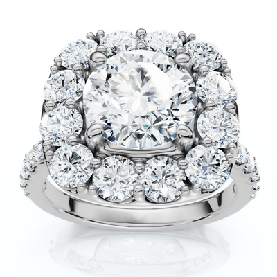 Certified 3 1/2ct Cushion Halo Diamond Engagement Ring 14k Gold or Pt Lab Grown