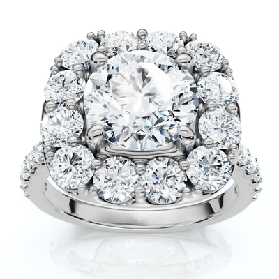Certified 3 1/2ct Cushion Halo Diamond Engagement Ring 14k Gold or Pt Lab Grown