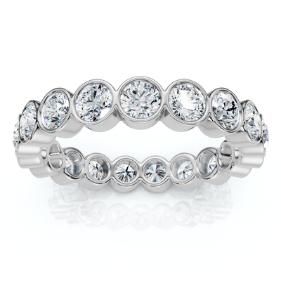 2Ct Bezel Set Diamond Eternity Wedding Ring 14k Gold of Platinum Lab Grown