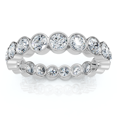 2Ct Bezel Set Diamond Eternity Wedding Ring 14k Gold of Platinum Lab Grown