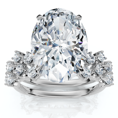Certified 5 1/2Ct Oval Diamond Engagement & Wedding Ring 14k Gold/Pt Lab Grown