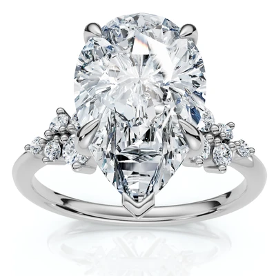 Certified 3 1/3Ct Pear Diamond Engagement Ring 14k Gold or Platinum Lab Grown