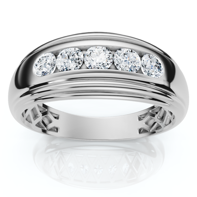 Mens 1/2ct 5-Stone Diamond Wedding Ring Gold Lab Grown