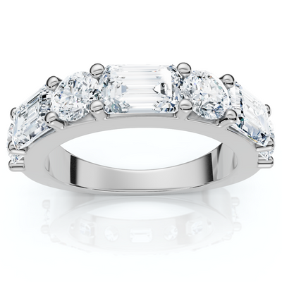 2.30Ct Emerald & Round Diamond Wedding Anniversary Ring 14k Lab Grown