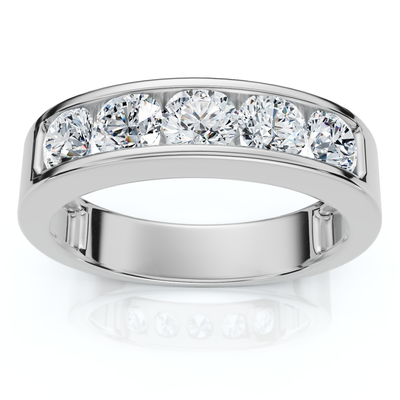 1 1/4Ct Diamond Channel Set Men's Wedding Ring Lab Grown 14k Gold or Platinum