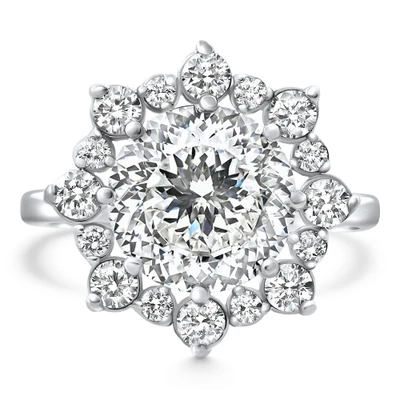Certified 4 3/4Ct Portuguese Diamond Engagement Ring 14k White Gold Lab Grown