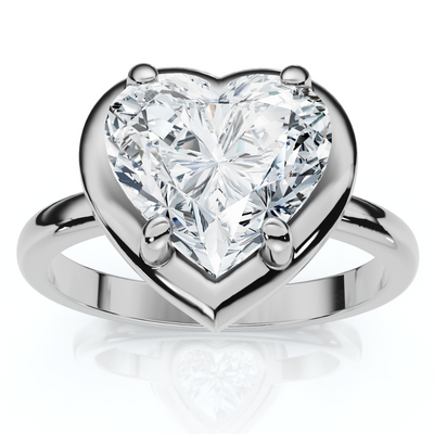 Certified 2 1/2Ct Heart Diamond Button Engagement Ring 14k Gold or Pt Lab Grown