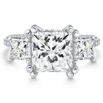 Certified 5.10Ct Princess Cut Diamond Engagement Ring 14k White Gold Lab Grown