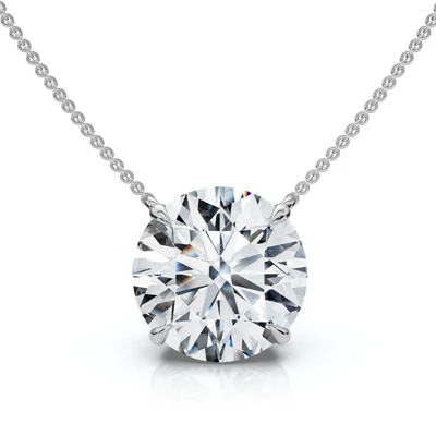 4Ct  Diamond Solitaire Pendant 14k Gold 18" Necklace Lab Grown Certified