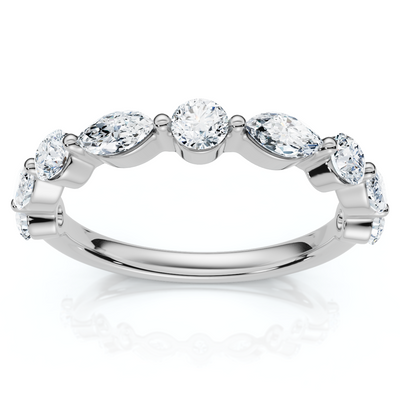 3/4Ct Marquise & Round Diamond Stacking Band 14k Gold or Platinum Lab Grown