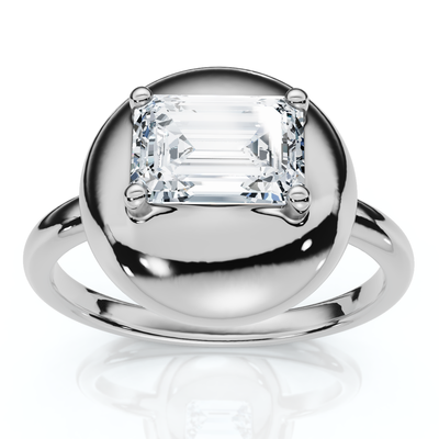1Ct Emerald Cut Solitaire Candy Button Diamond Ring Lab Grown Gold