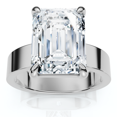Certified 4Ct Emerald Diamond Cigar Band Engagement Ring Lab Grown