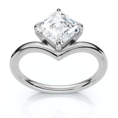 1Ct V Asscher Cut Diamond Engagement Ring 14k Gold or Platinum Lab Grown EF/VS