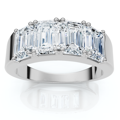 2 1/4Ct Tetrad Diamond Ring Emerald Cut Anniversary Band 14k Gold/Pt Lab Grown