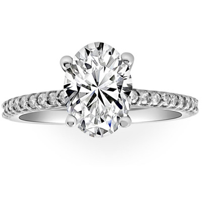 2 1/2Ct Oval Lab Grown Diamond Engagement Ring in 14k White or Yellow Gold