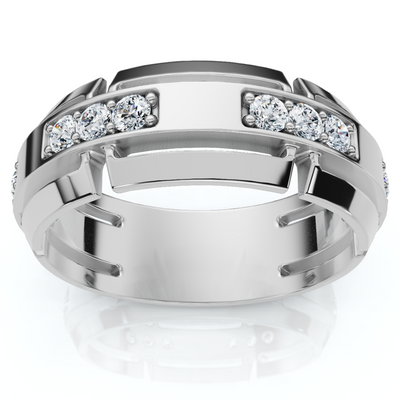 Men's 1/2Ct 7mm Wide Interlocked Diamond Wedding Ring 14k Gold Lab Grown