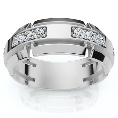 Men's 1/2Ct 7mm Wide Interlocked Diamond Wedding Ring 14k Gold Lab Grown