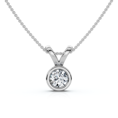 Dainty Stackable Solitaire Bezel Diamond Pendant 14k Gold Lab Grown EF/VS