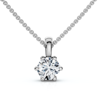 1/4Ct Round Solitaire Brilliant Cut Lab Grown Diamond Pendant 18" Necklace